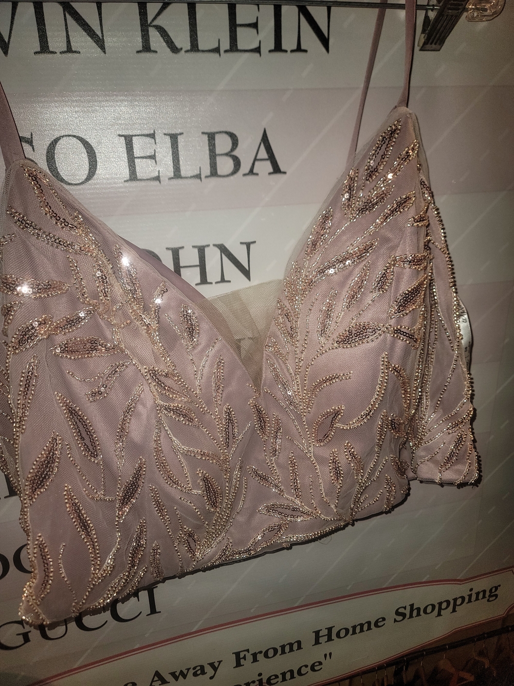 Embellished Blush Beaded Crop Top By DB Studio